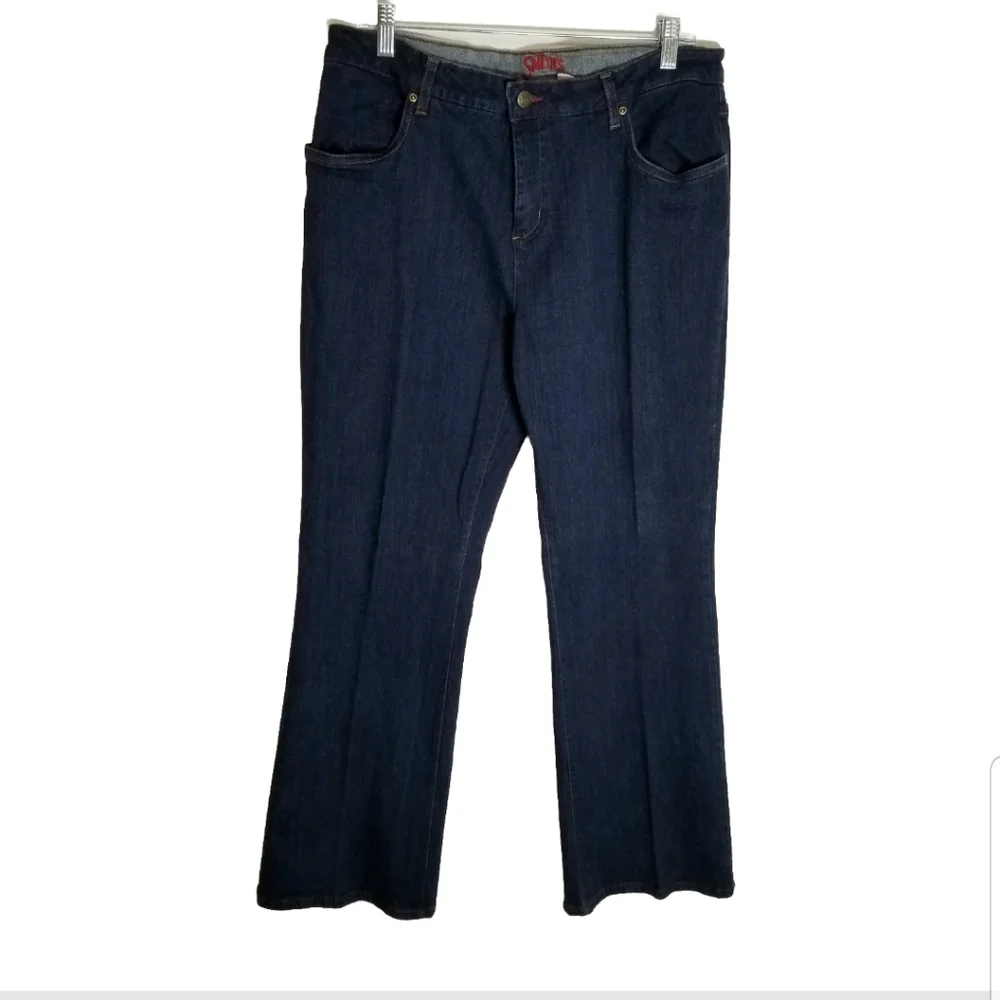 Smith's Dungarees Jeans Women's 14 Bootcut Stretch Dark Blue Denim High Rise